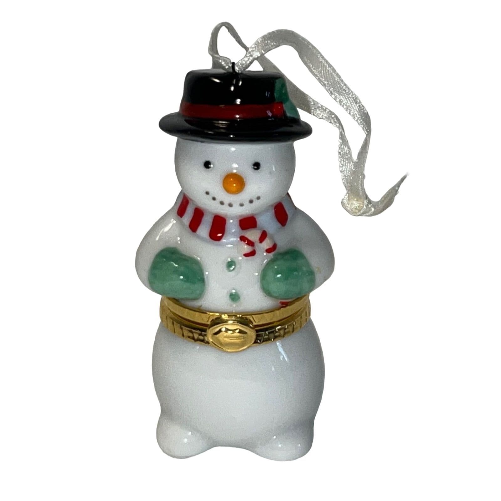 1997 Porcelain Hinged Snowman Hallmark Ornament at Hooked on Ornaments