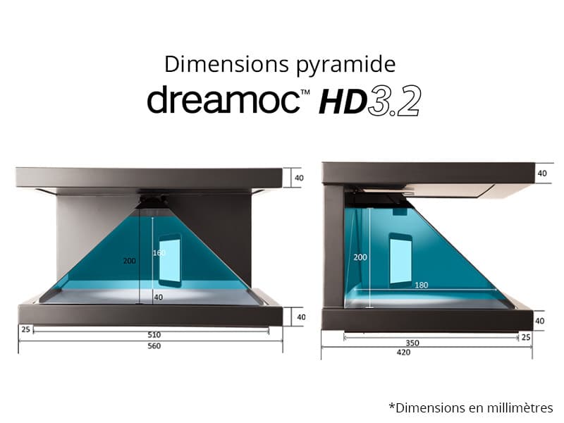 Location et vente vitrine holographique Dreamoc HD3.2 sur Paris, France