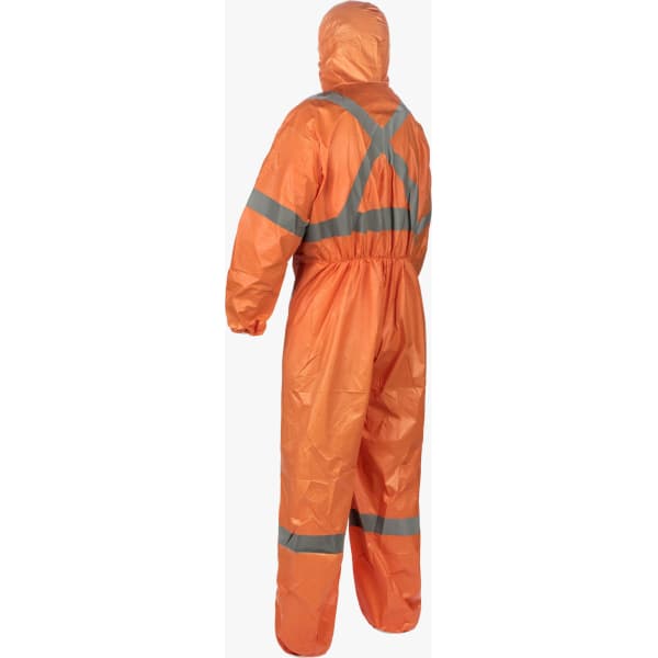 Protection using MicroMax® NS Coverall - Orange with Reflective Trim ...