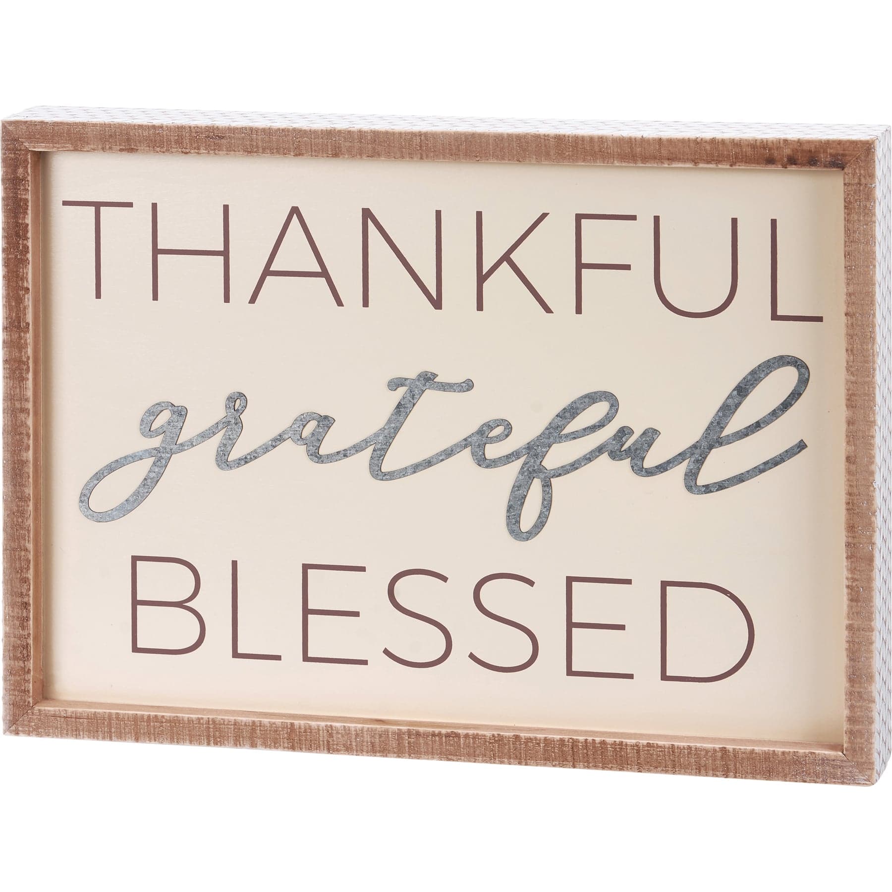 Thankful Grateful Blessed Inset Box Sign | Primitives By Kathy