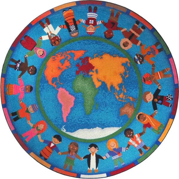 Hands Around the World Rug | World Map Carpet | RTR Kids Rugs