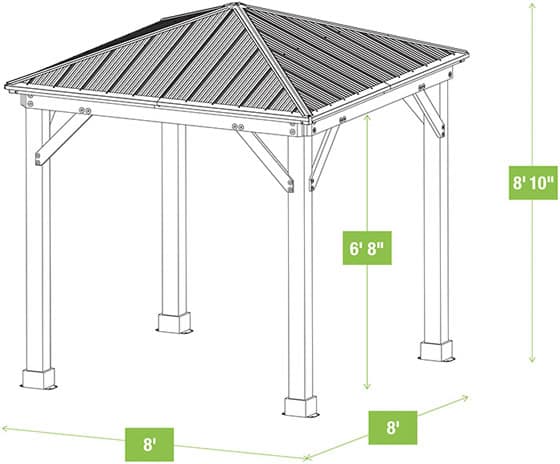 Yardistry Meridian 8x8 Cedar Wood Gazebo (YM11827)