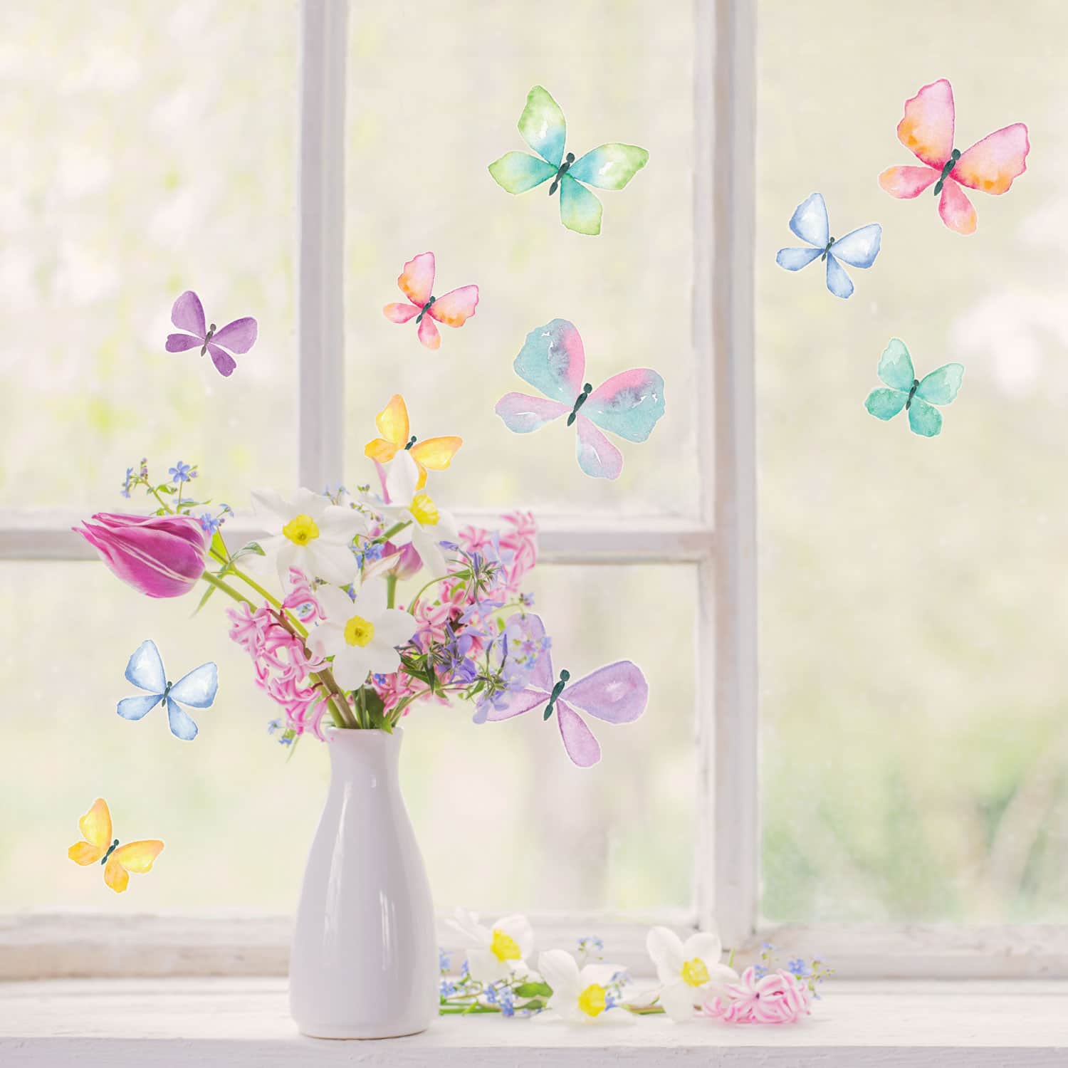 Watercolour Butterfly Window Stickers | Spring window stickers ...