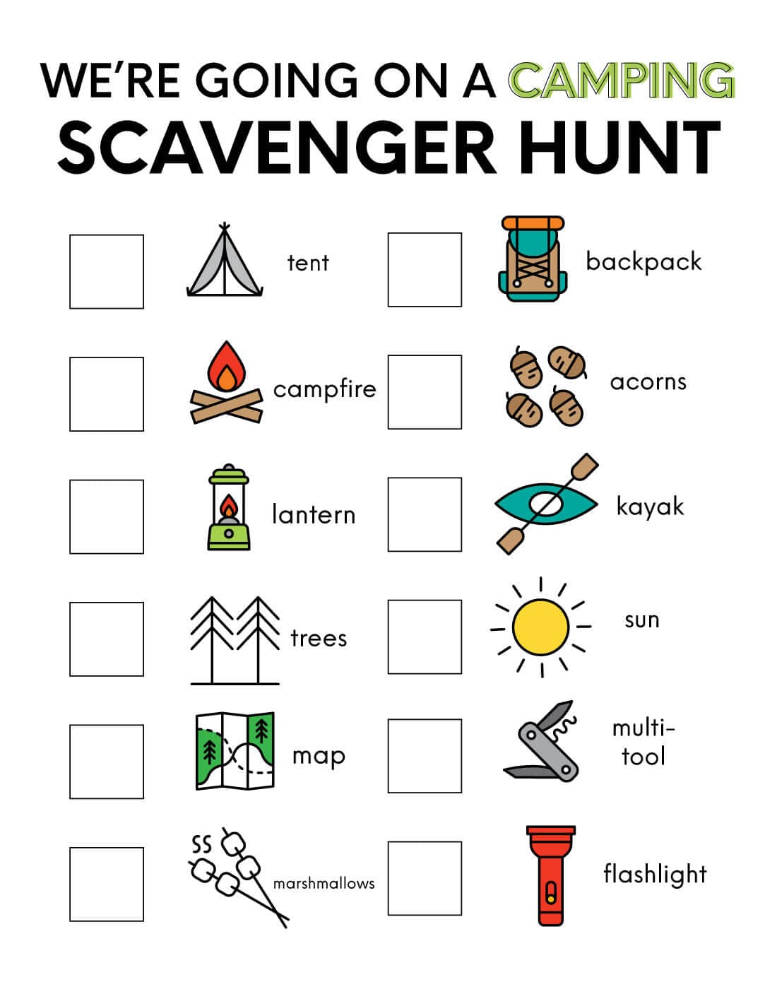 Camping Scavenger Hunt