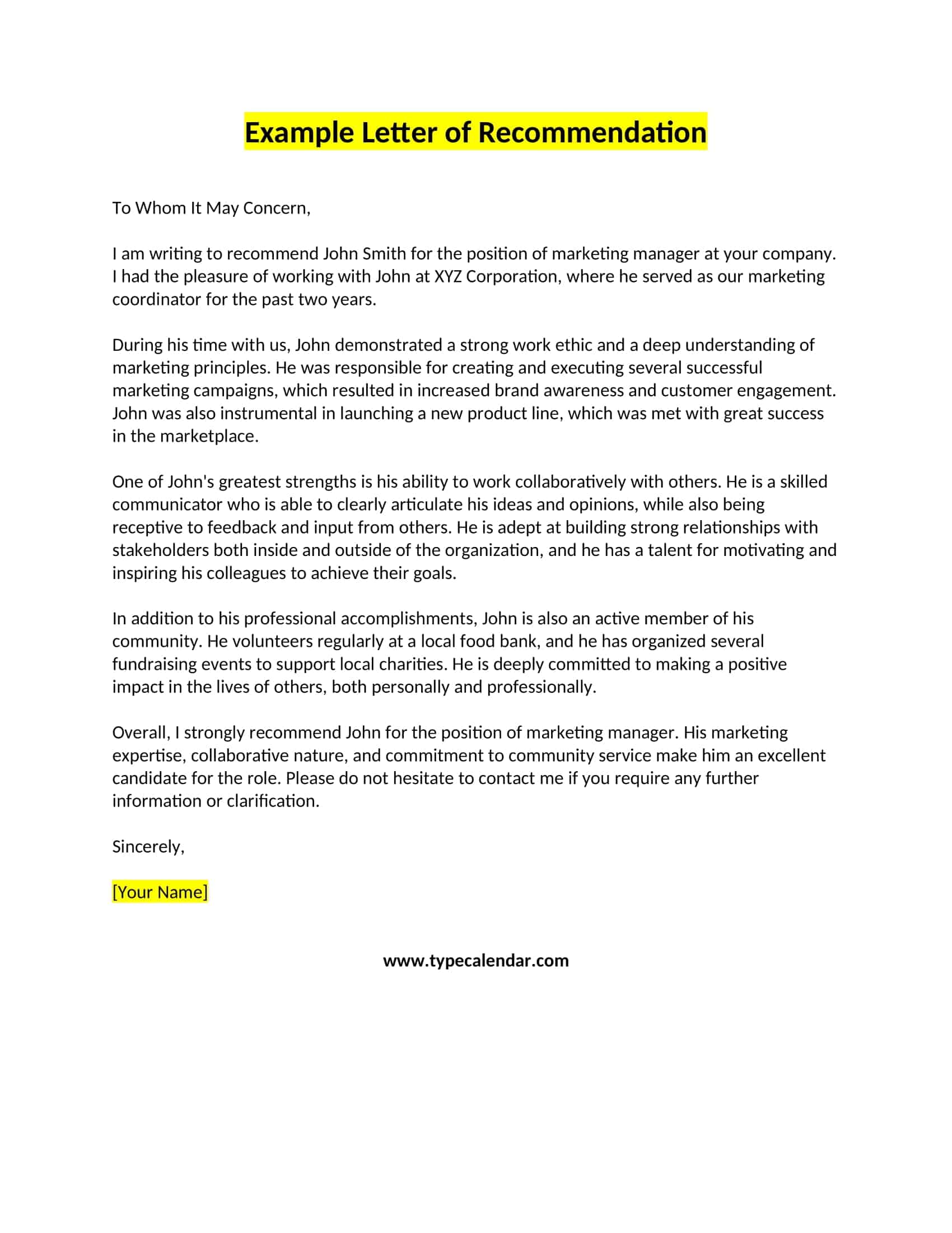Free Printable Letter Of Recommendation Templates [Student, Employee]
