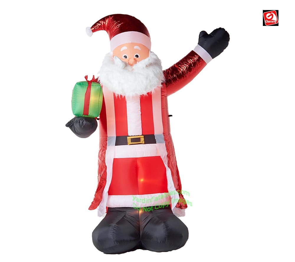 8' Gemmy Airblown Mixed Media Inflatable Santa Claus Holding Christmas Gift