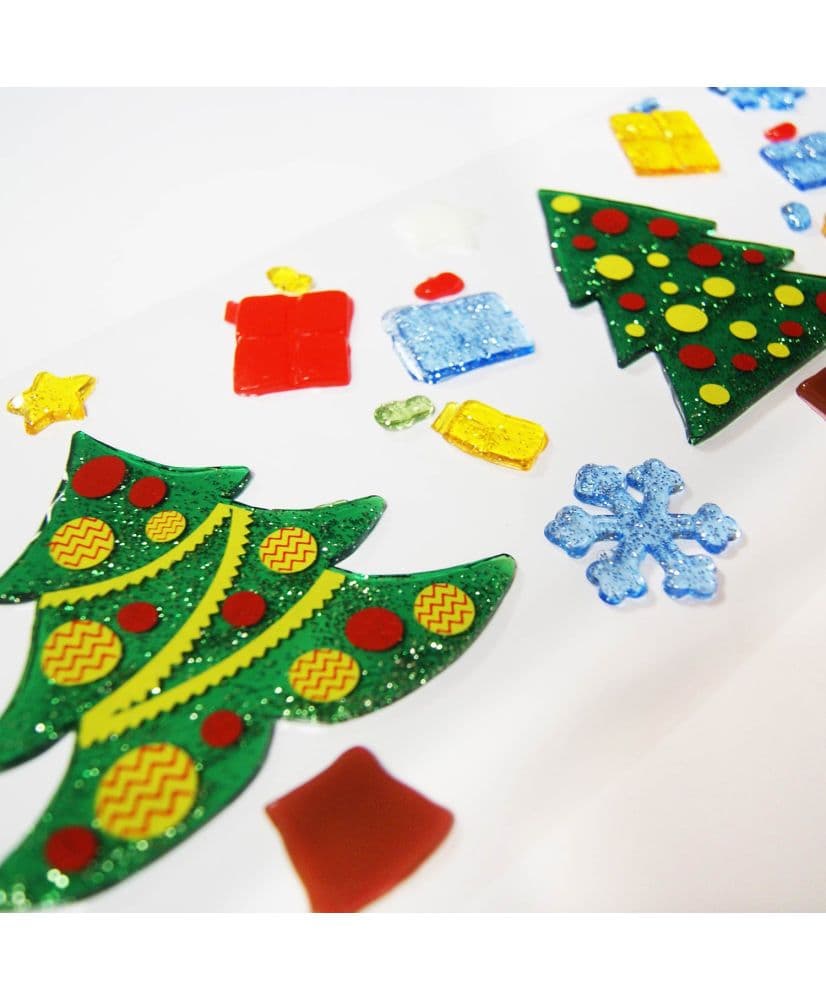 Santa and Trees Christmas Window Gel Stickers