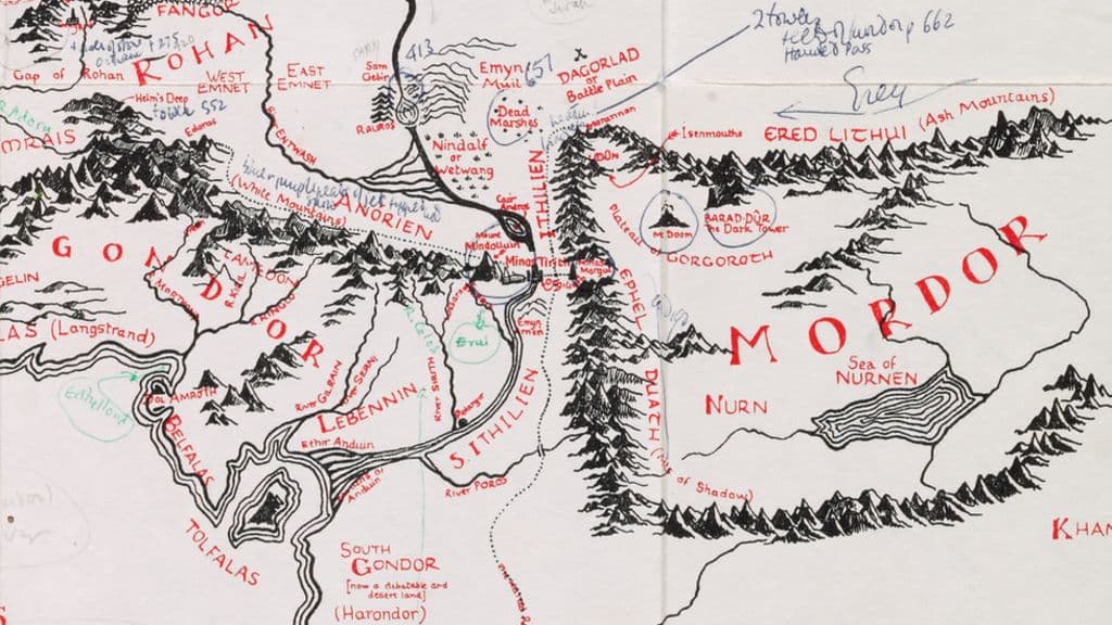 JRR Tolkien's annotated Middle-earth map on show at Bodleian - BBC News
