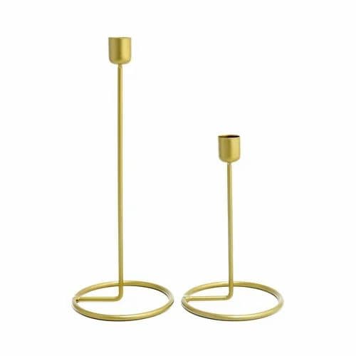 Two Piece Golden Poise Minimalist Metal Candle Holder Set at ₹ 80/set ...