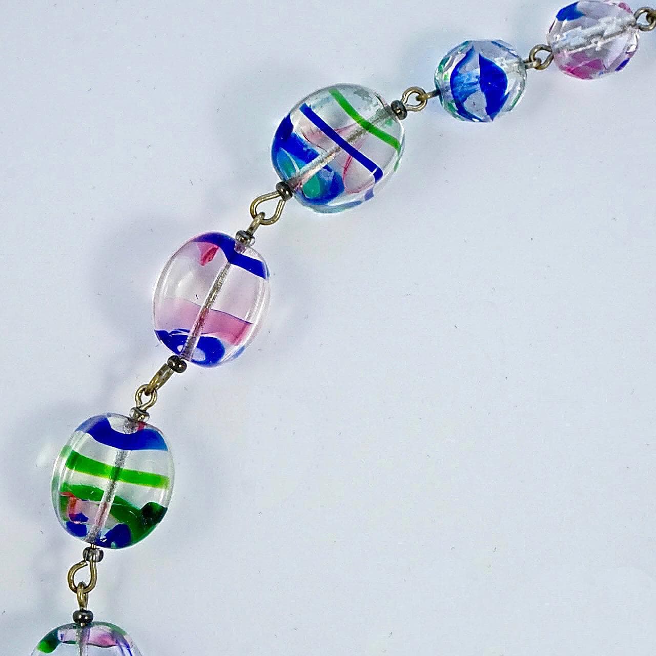 Art Deco Silver Plated and Iris Glass Bead Necklace at 1stDibs | glass ...
