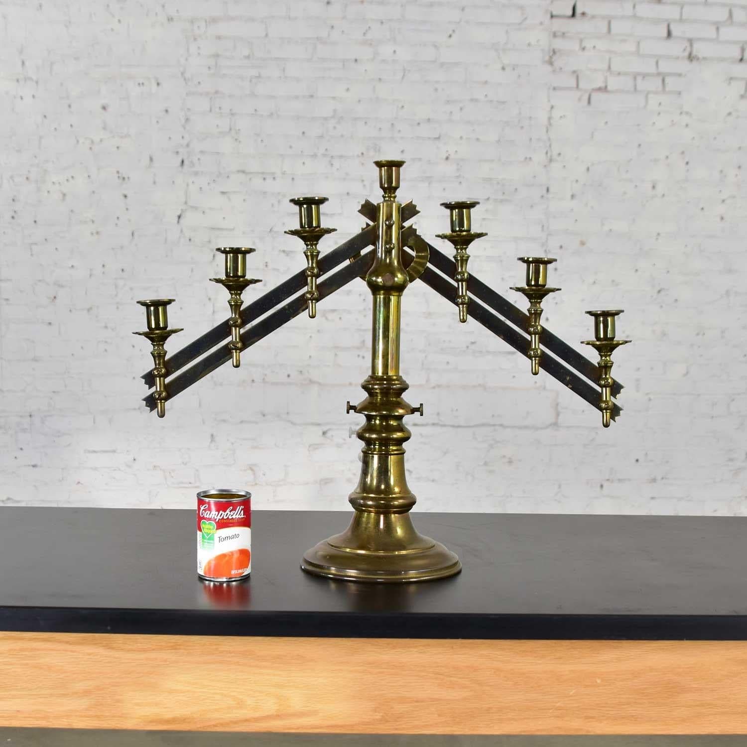 Vintage Brass Adjustable Traditional Menorah or Candelabra at 1stDibs ...