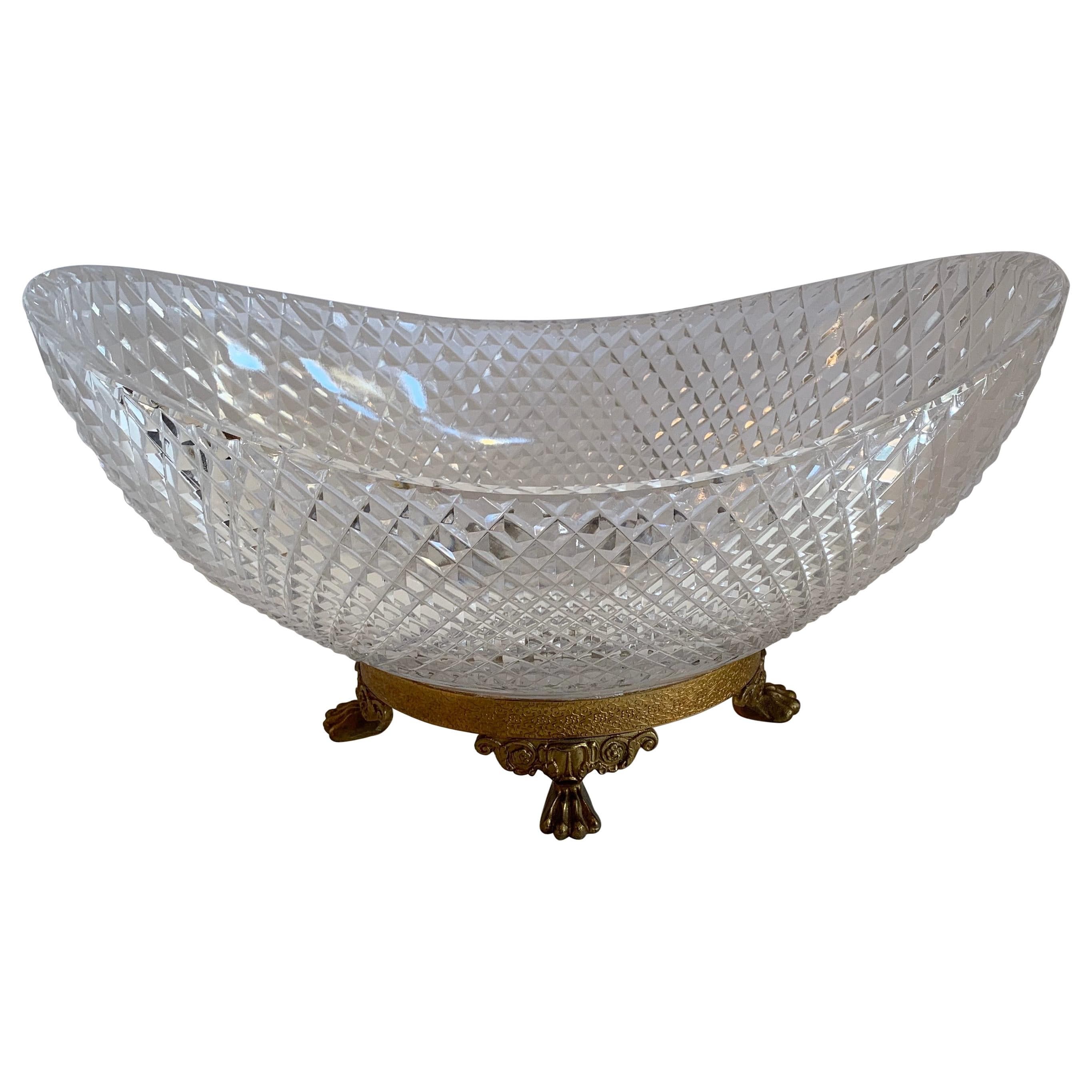 French Baccarat Diamond Cut Crystal Footed Bowl or Bowl on a Pedestal ...