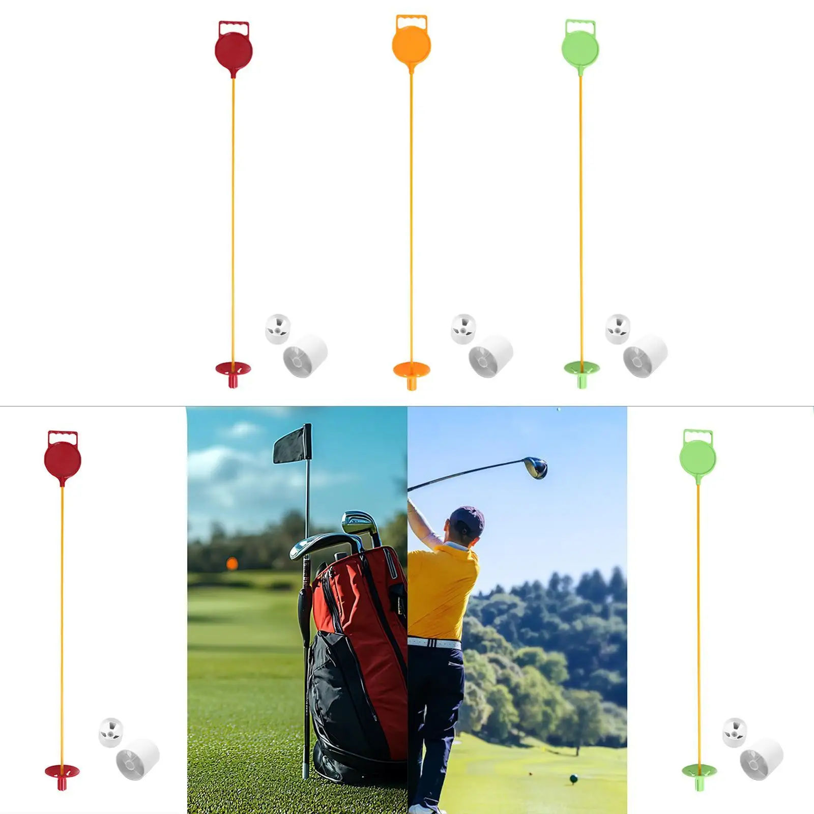 Golf Flagstick and Cup Golf Pin and Cup Set Golf Flag Pole Putting ...