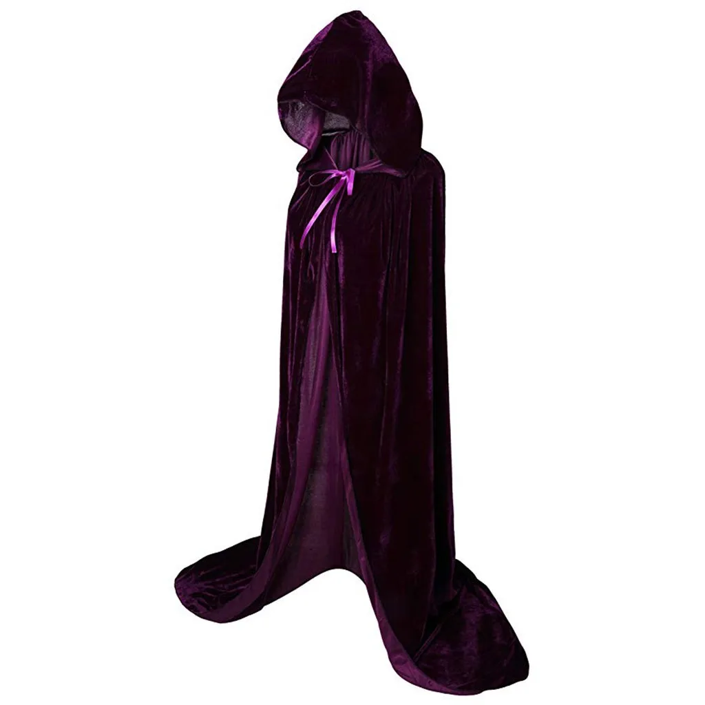 Halloween Cloaks Gothic Hooded Cloak Adult Elf Witch Long Purim ...