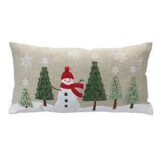 Embroidered Snowman Forest Pillow 23"gal - Bed Bath & Beyond - 37971282