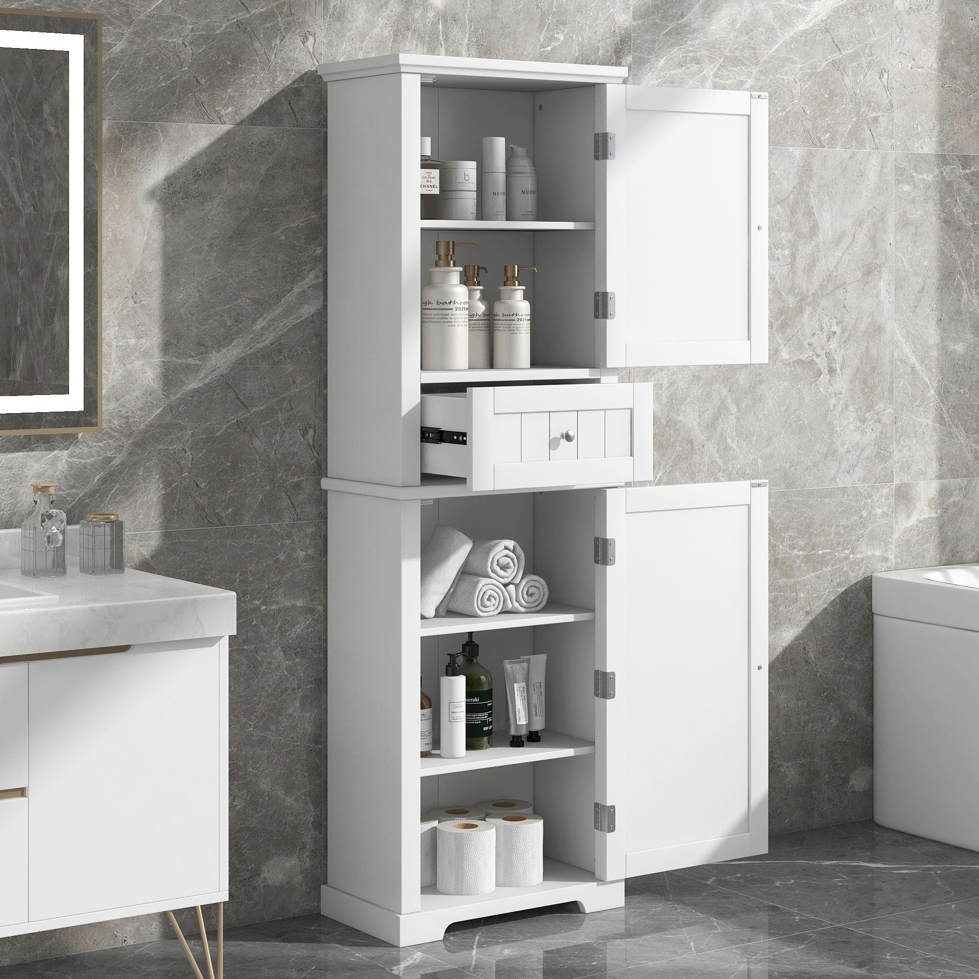 Bathroom Storage Cabinet Narrow Tall Freestanding Cabinet - Bed Bath ...