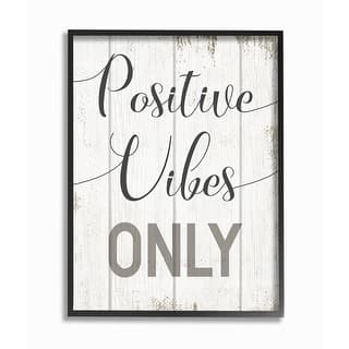 Stupell Positive Vibes Only Phrase with Distressed Rustic Accent Framed ...