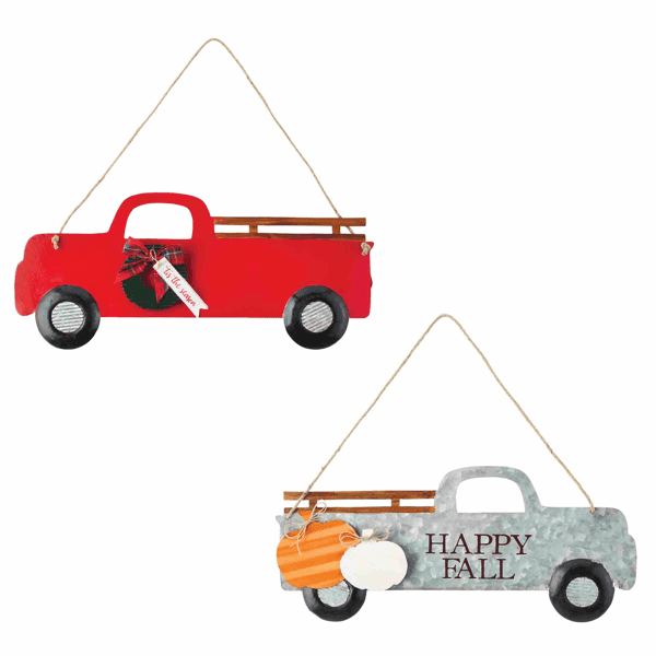 Holiday Truck Reversible Door Hanger | Mud Pie