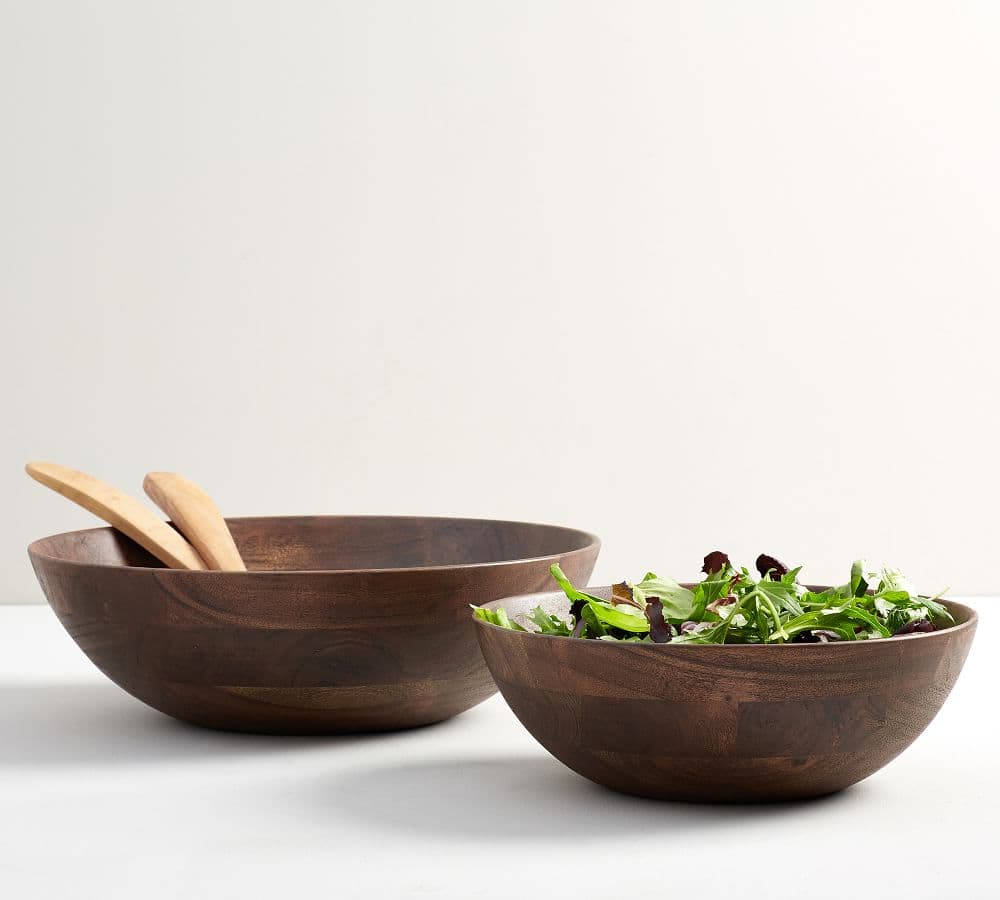 Chateau Handcrafted Acacia Wood Salad Bowls | Pottery Barn