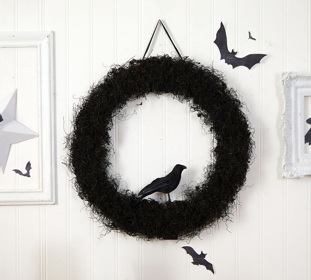 Halloween Black Raven Twig Wreath | Pottery Barn