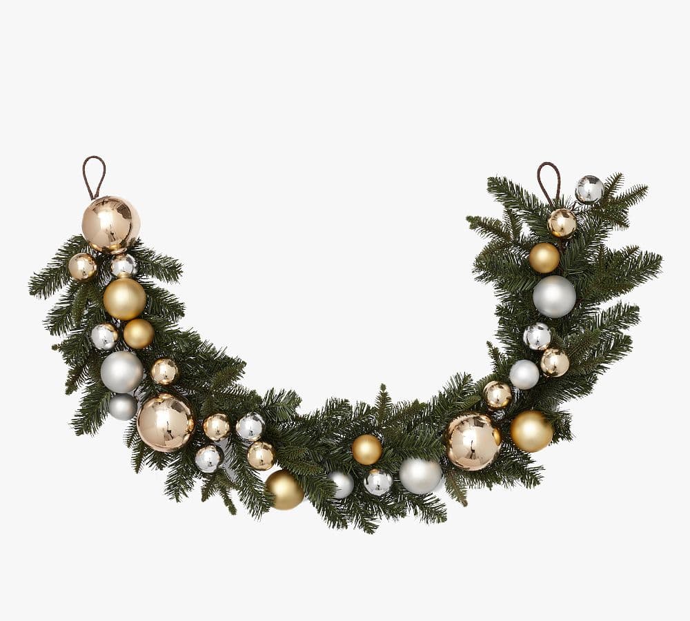 Ornament & Pine Wreath & Garland - Gold & Silver | Pottery Barn