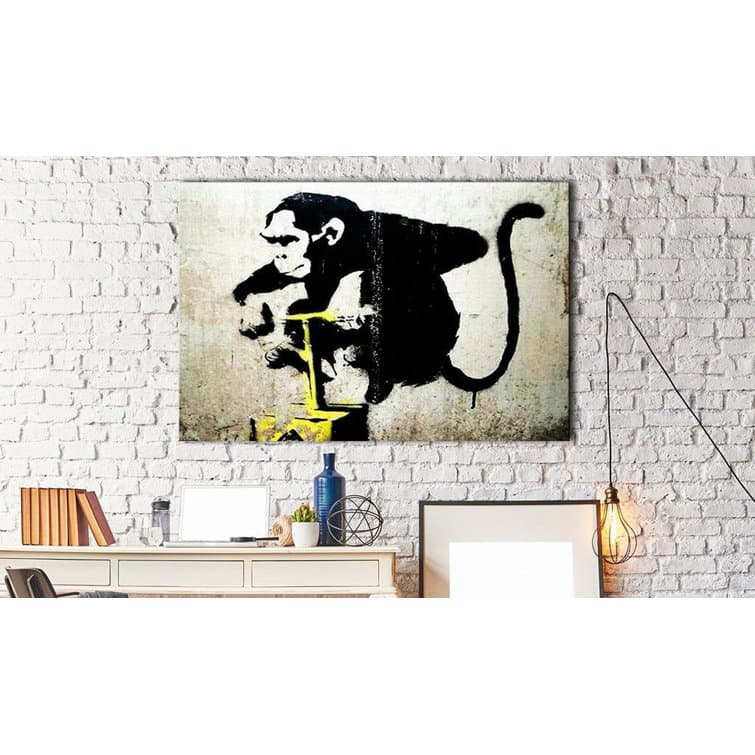 Latitude Run® " Banksy Monkey With Detonator " Print on Canvas | Wayfair