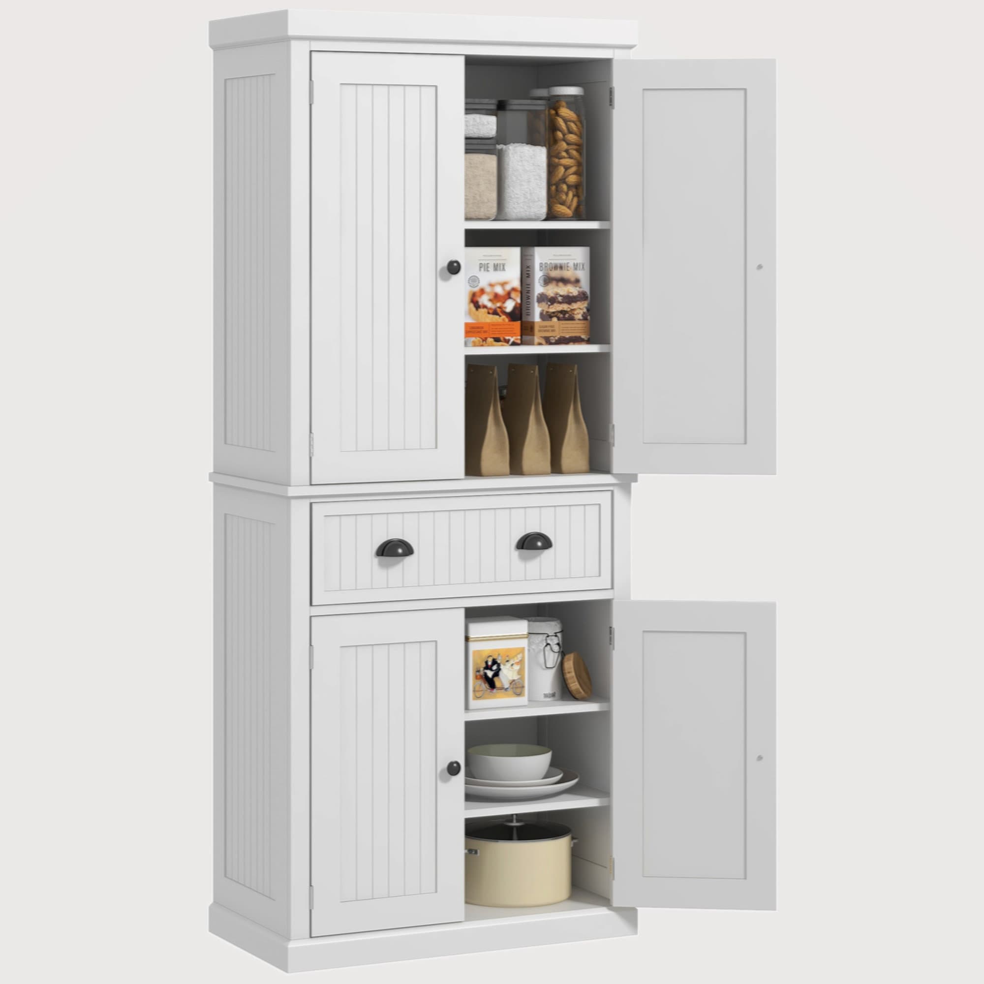 Latitude Run® 72" Kitchen Pantry, Tall Storage Cabinet, Freestanding ...