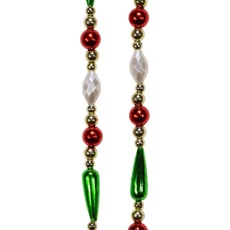 Kurt Adler Gold, Red, Green and White Round Bead with Water Drop Beaded ...