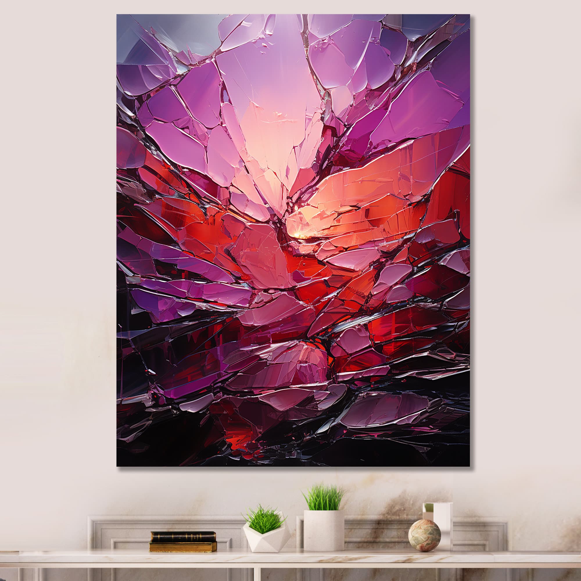 Wrought Studio™ Fractured Ruby Explosion I - Abstract Shapes Canvas Art ...