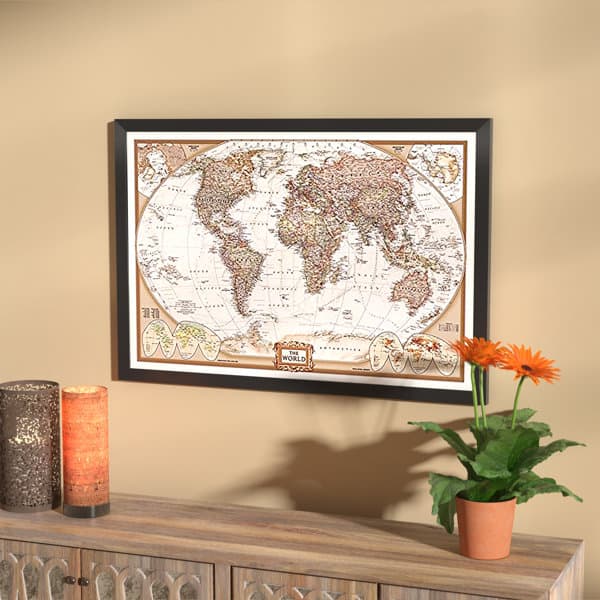 Breakwater Bay National Geographic Map Executive Style Framed On Paper ...