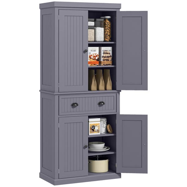 Winston Porter 72" Kitchen Pantry Cabinet Cupboard with Doors, Navy ...