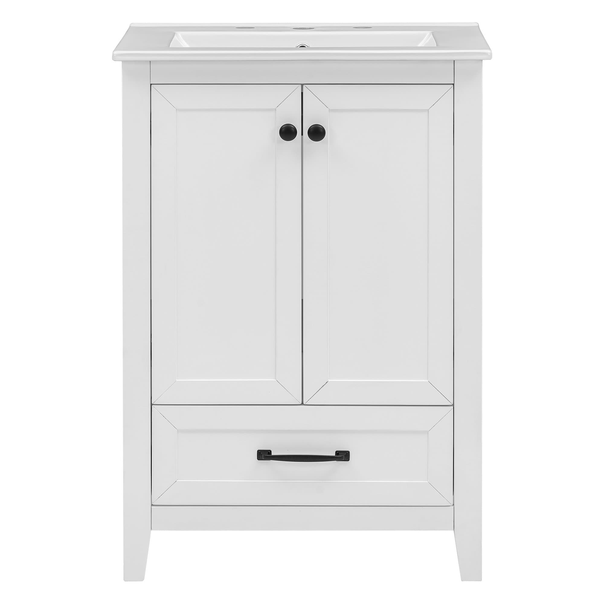 Winston Porter 24" Bathroom Vanity Cabinet With Single Sink, 1 Drawer ...