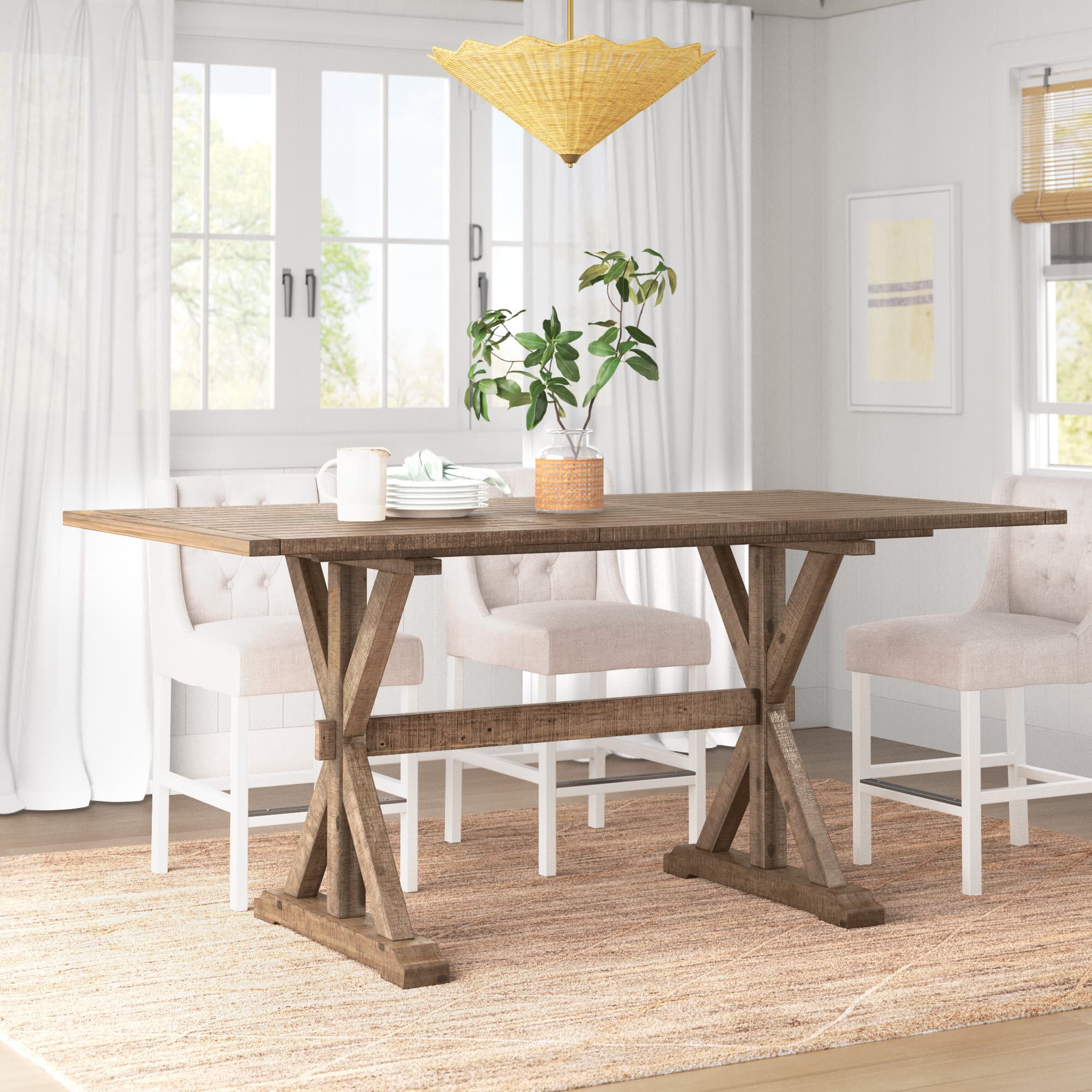 Sand & Stable™ Averie Counter Height Extendable Solid Wood Dining Table ...
