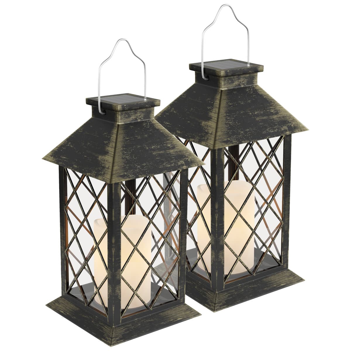 Lavish Home Solar Lantern Set – 2-Pack Hanging or Tabletop Water ...