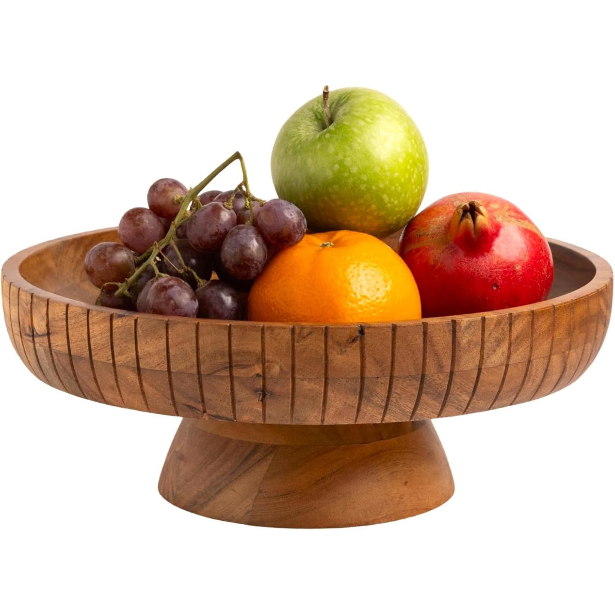 Ophelia & Co. Acacia Wood Fruit Bowl With Pedestal | 12" Dia ...