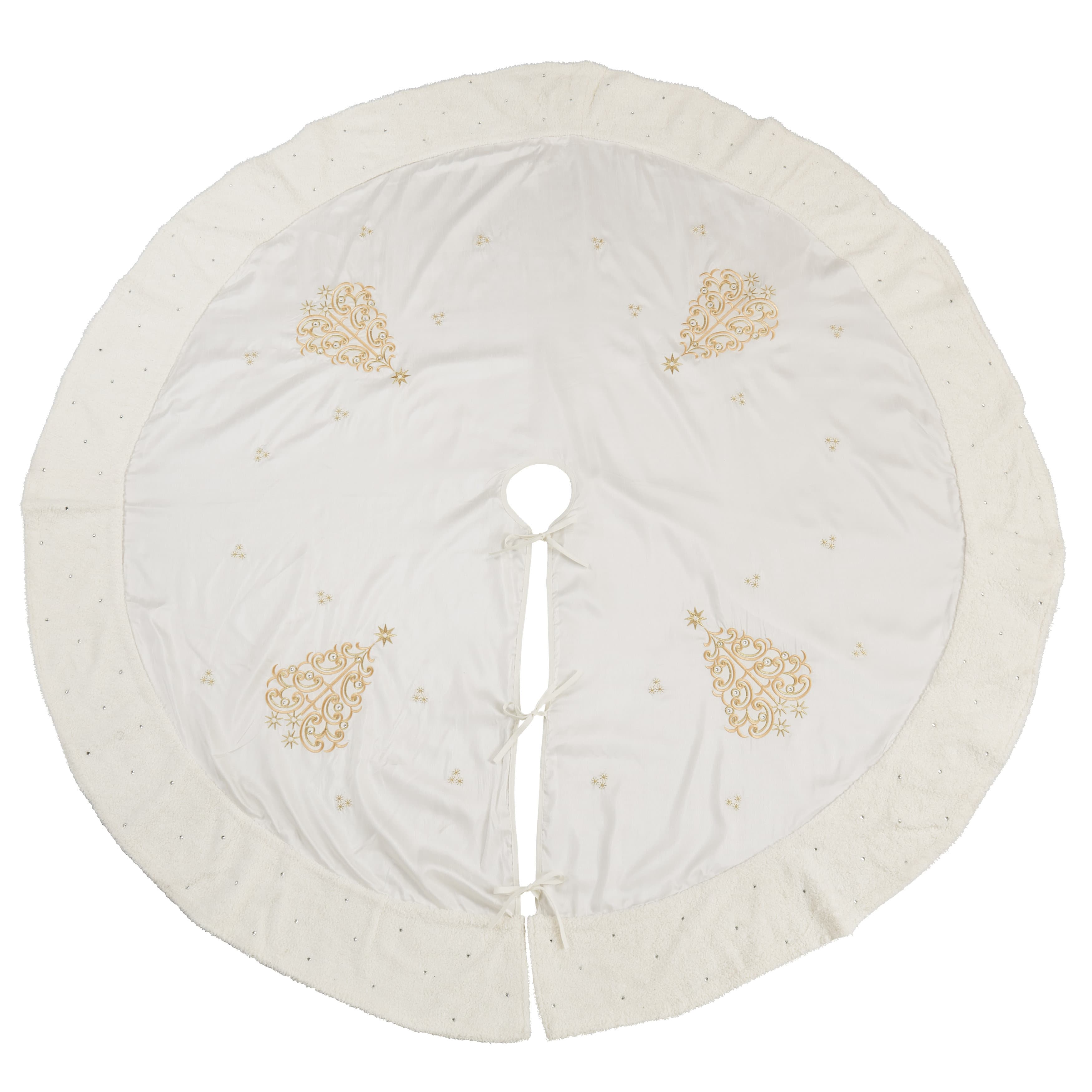 Saro Sparkling Trees Embroidered Tree Skirts | Wayfair