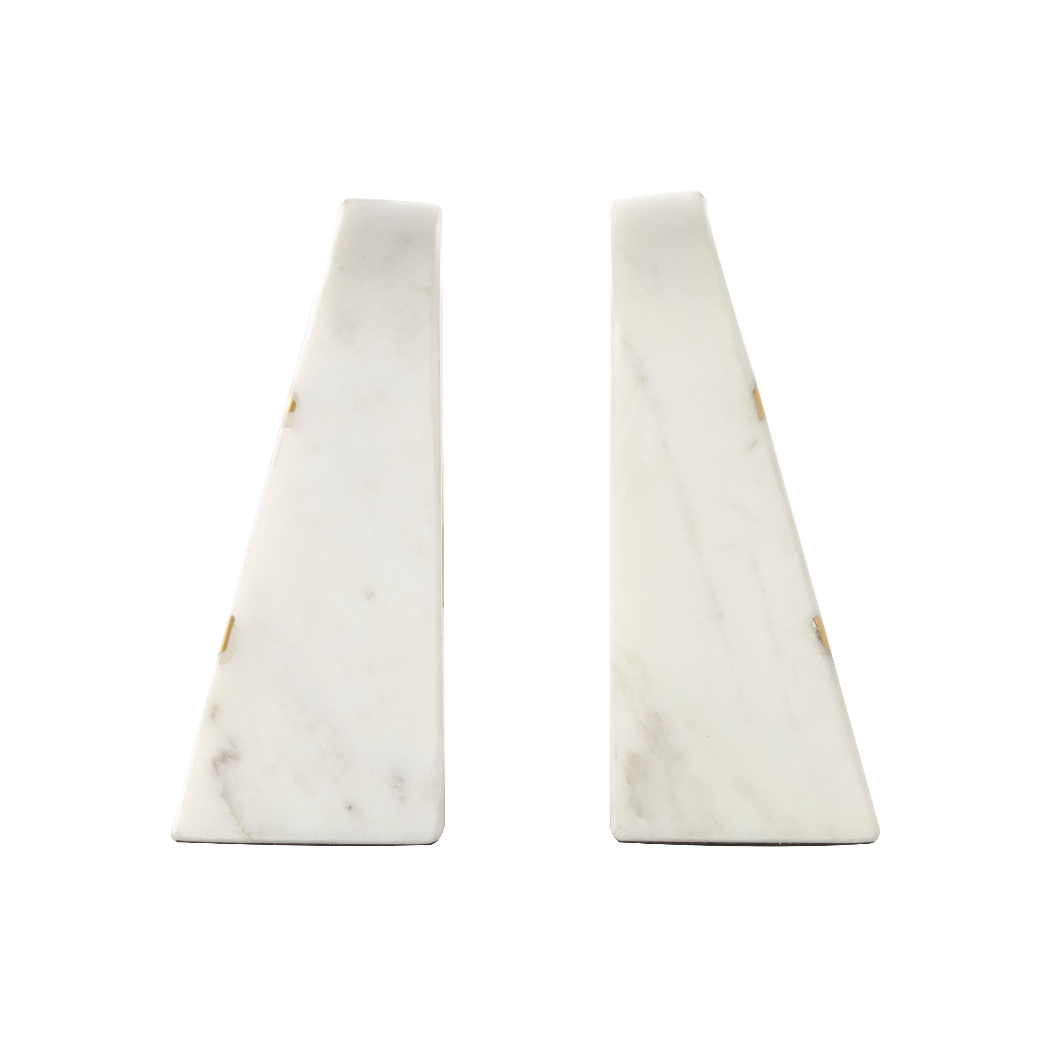 Mercer41 Cole And Grey Marble Curved Pyramid Geometric Bookends With ...