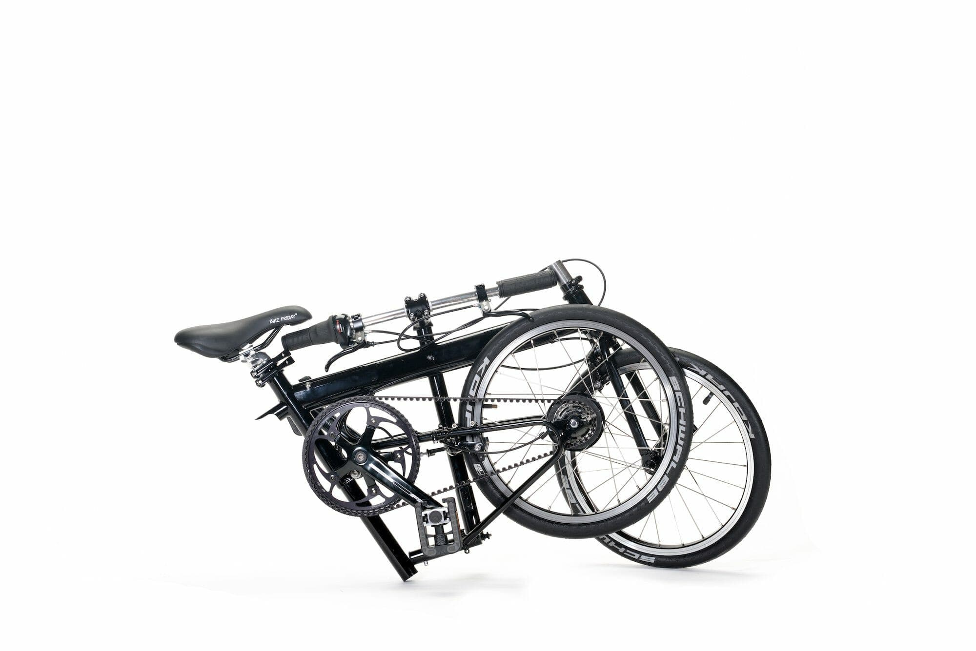 Pakit 8 Speed Black folded side view | Bike Friday