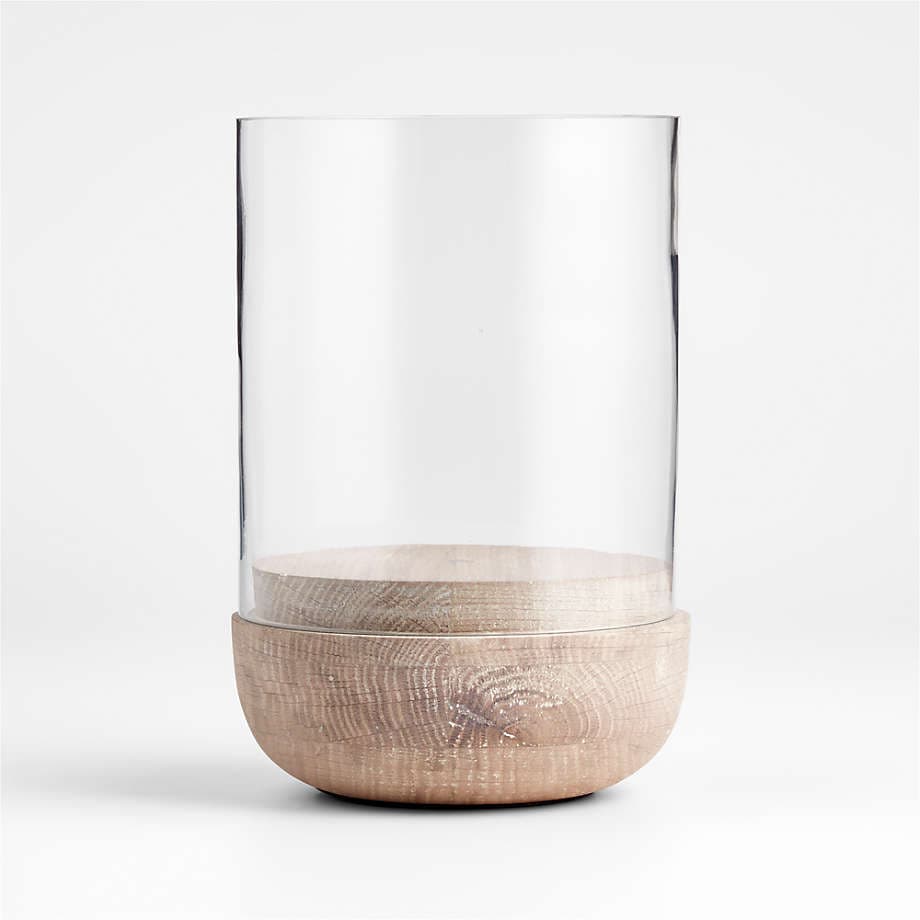 Target Threshold Glass and Wood Hurricane Candle Holder
