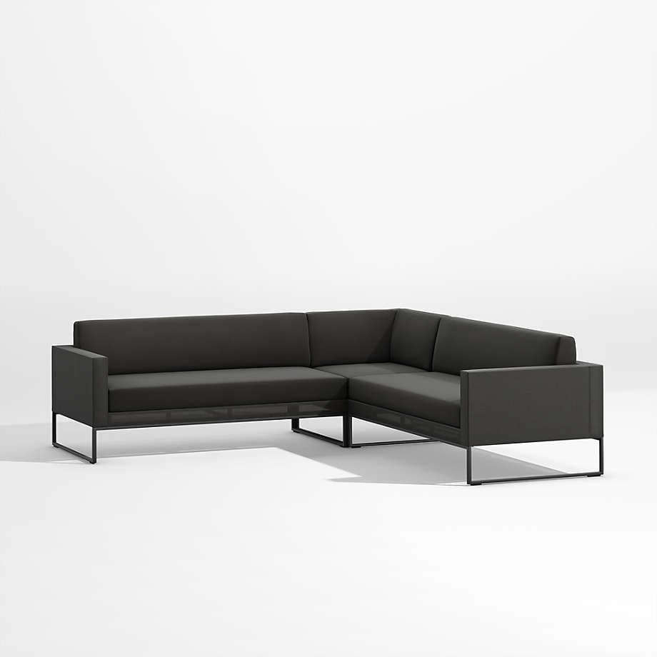 Dune 3-Piece Black L-Shaped Outdoor Patio Sectional Sofa + Reviews ...