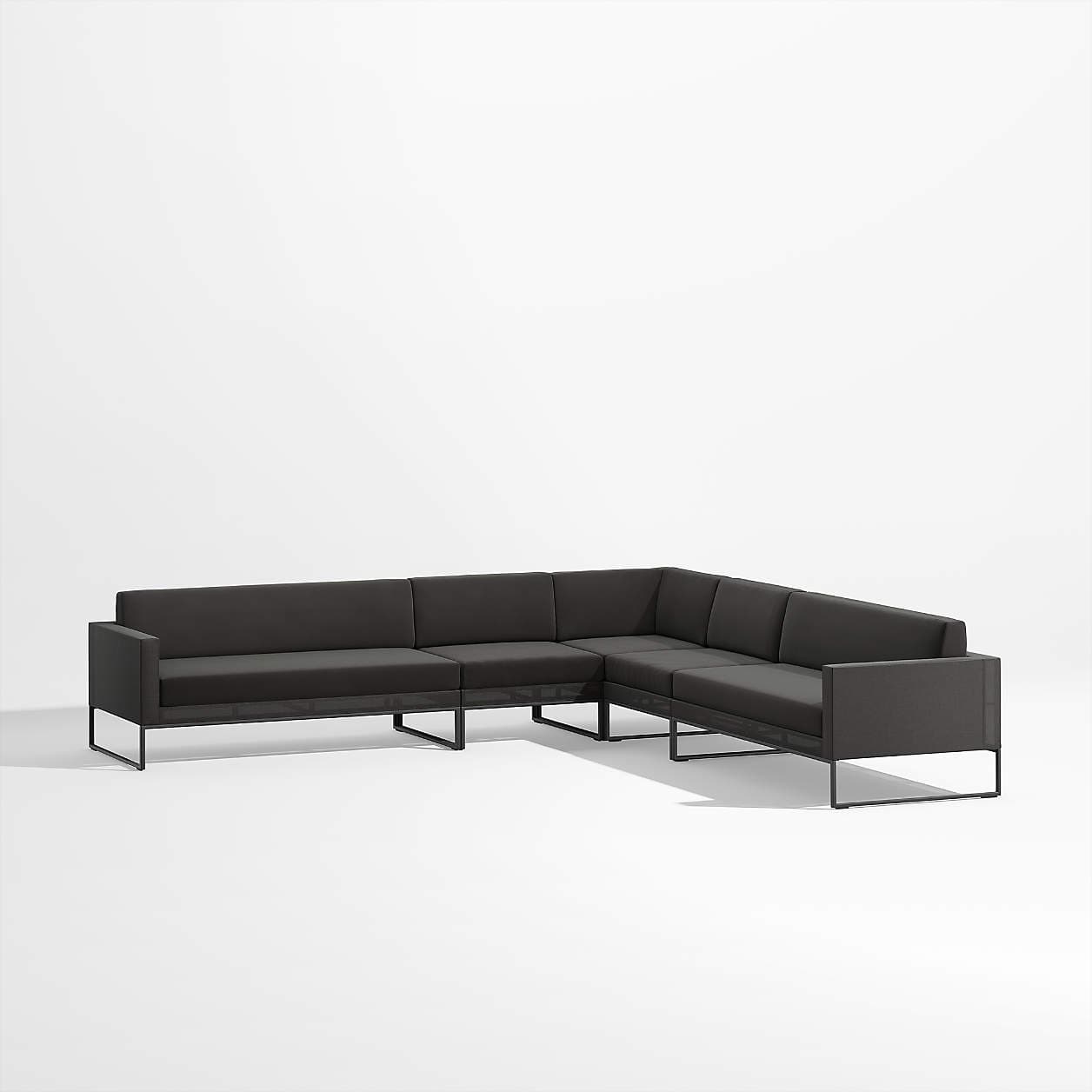 Dune 5-Piece Black L-Shaped Outdoor Patio Sectional Sofa | Crate & Barrel
