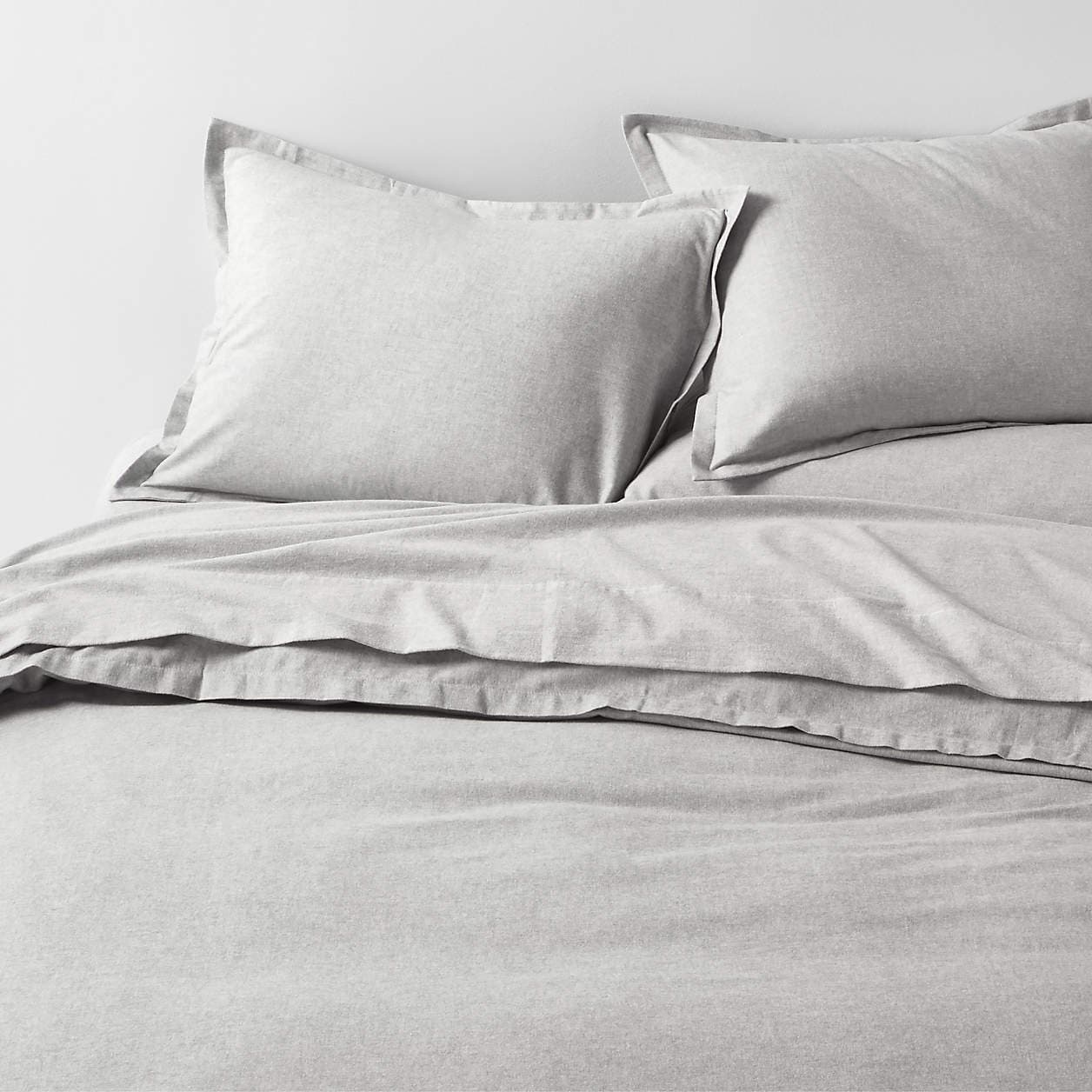 Cozysoft Organic Flannel Grey King Duvet Cover | Crate & Barrel