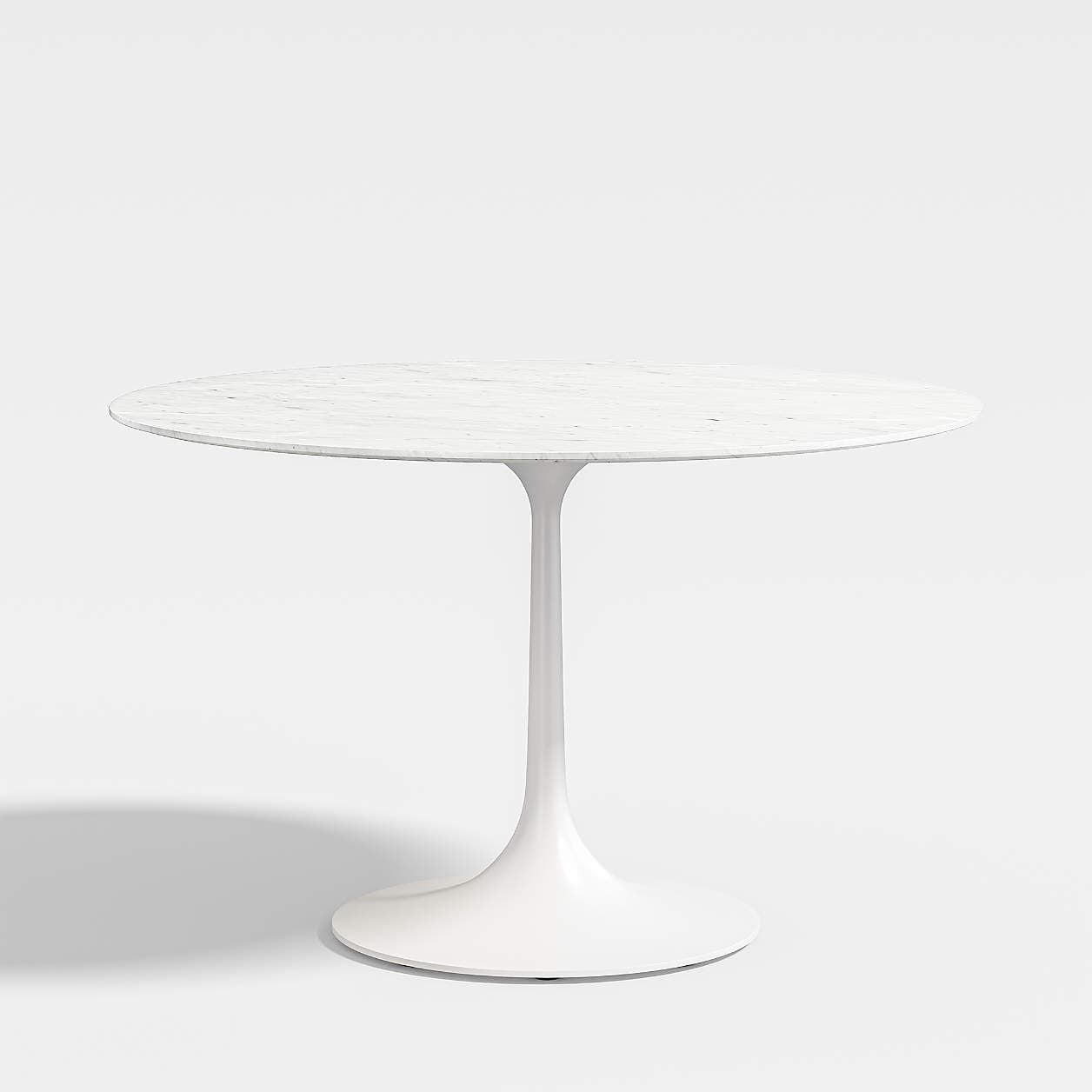 Nero White Marble Dining Table with White Base | Crate & Barrel