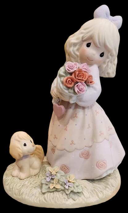 Precious Moments Love You Bunches Boy With Flowers Figurine, 4.84 ...
