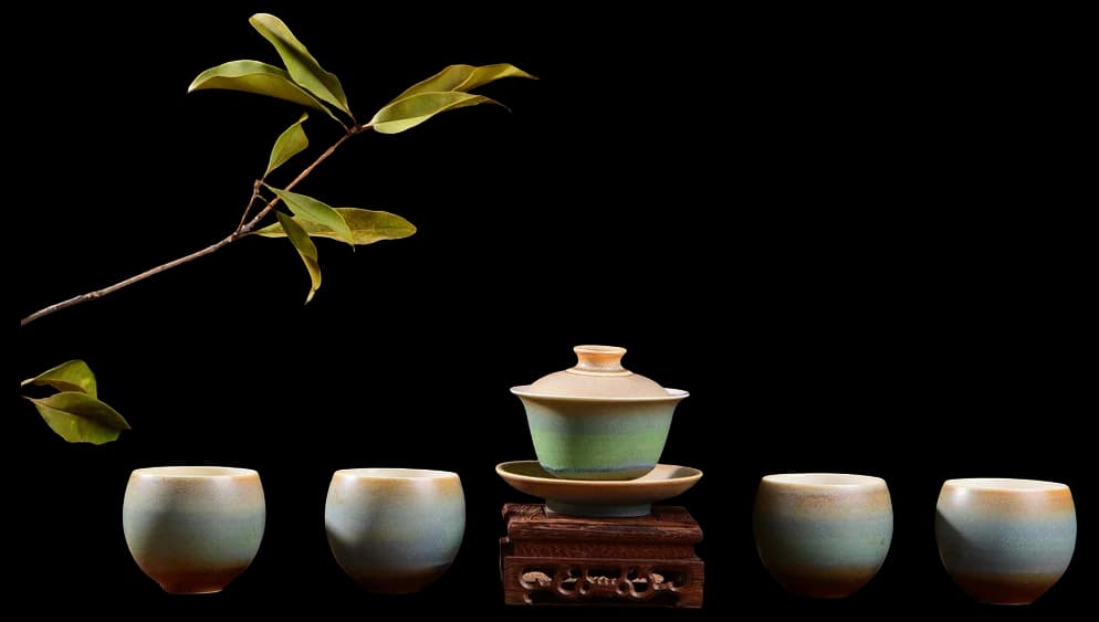 Ceramic "Pastel Sunrise" Gaiwan and Cups Yunnan Sourcing Tea Shop