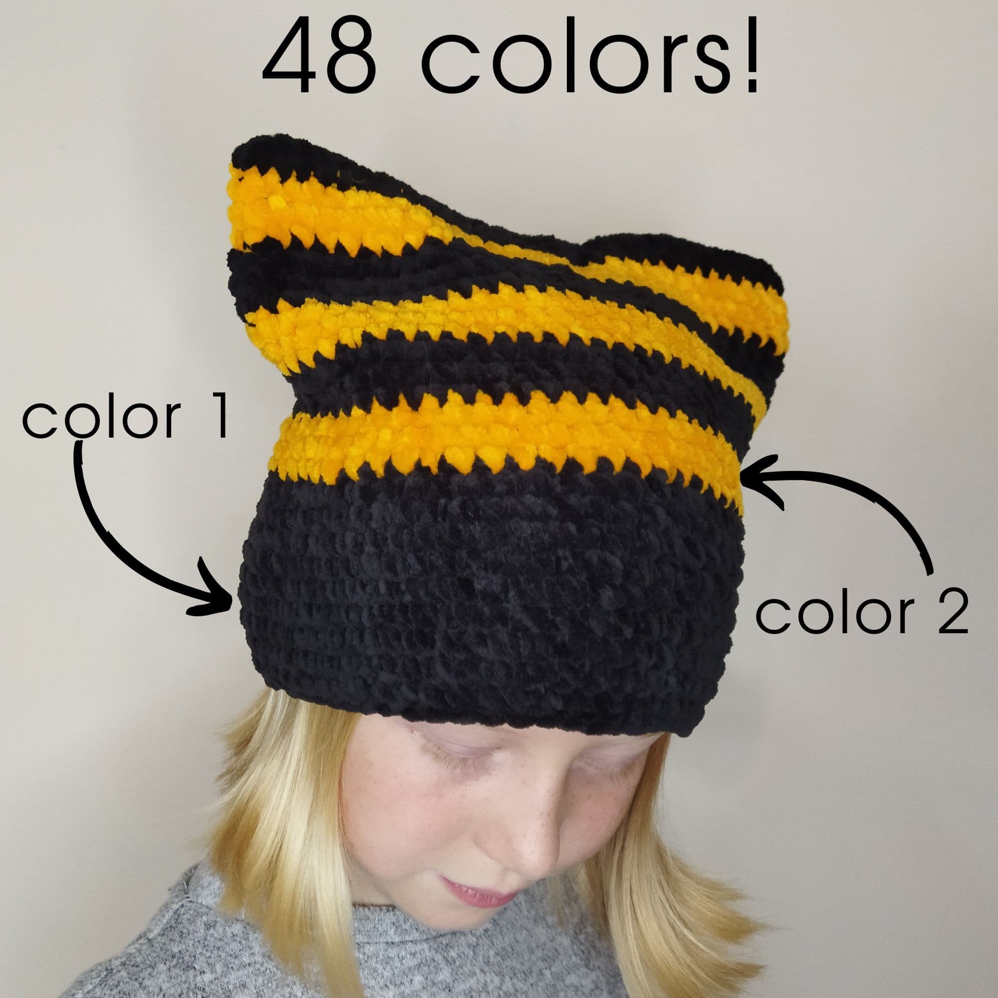 Halloween beanie with ears. S-M. 48 colors available! Cat ea - Inspire ...
