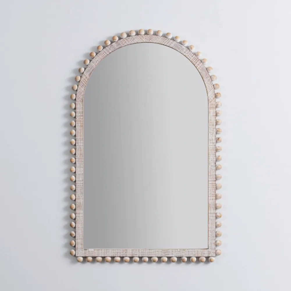 Kirkland's Cream Wood Beaded Arch Frame Mirror | Hamilton Place