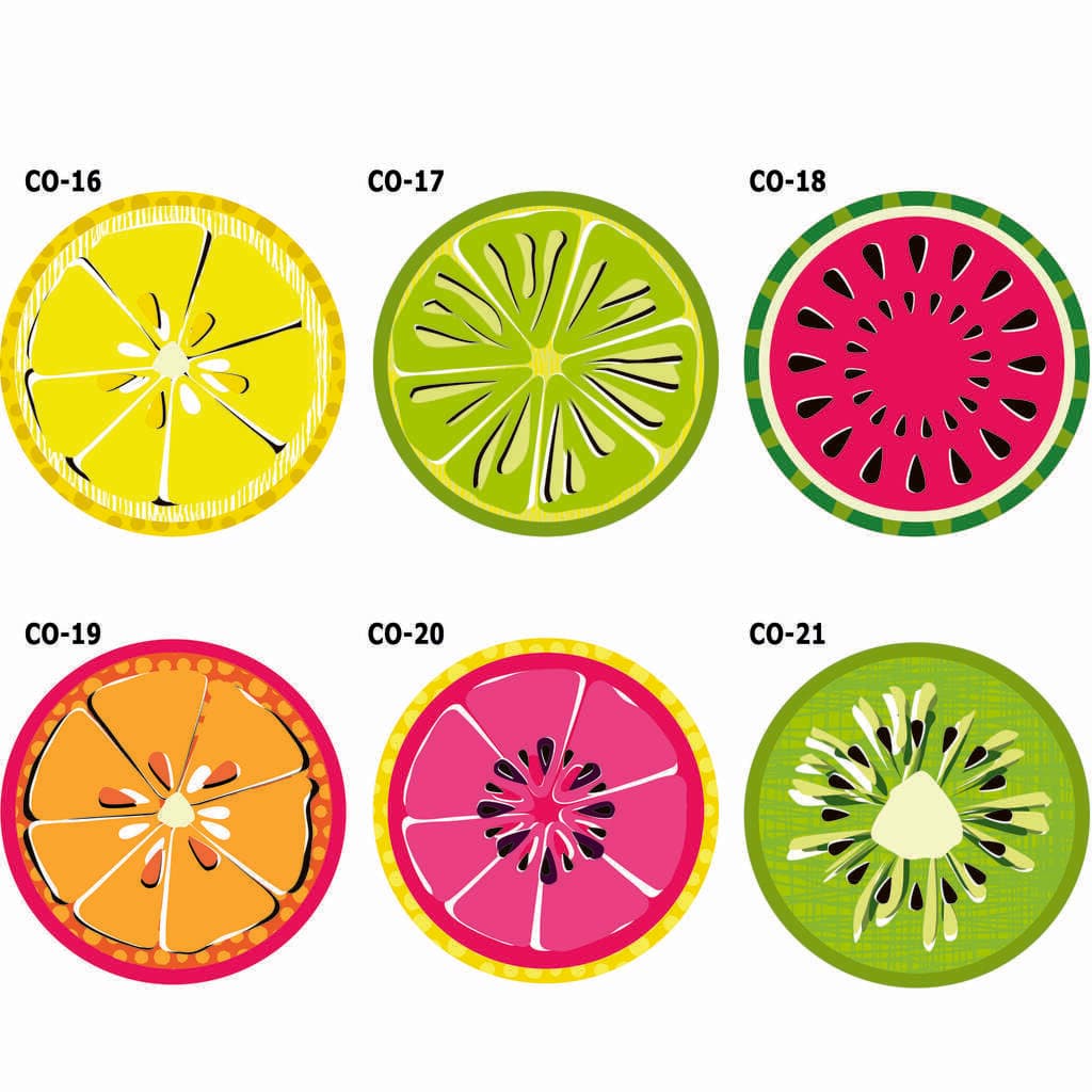 Ceramic Citrus Fruit Slice Drinks Coasters By Pushka Home
