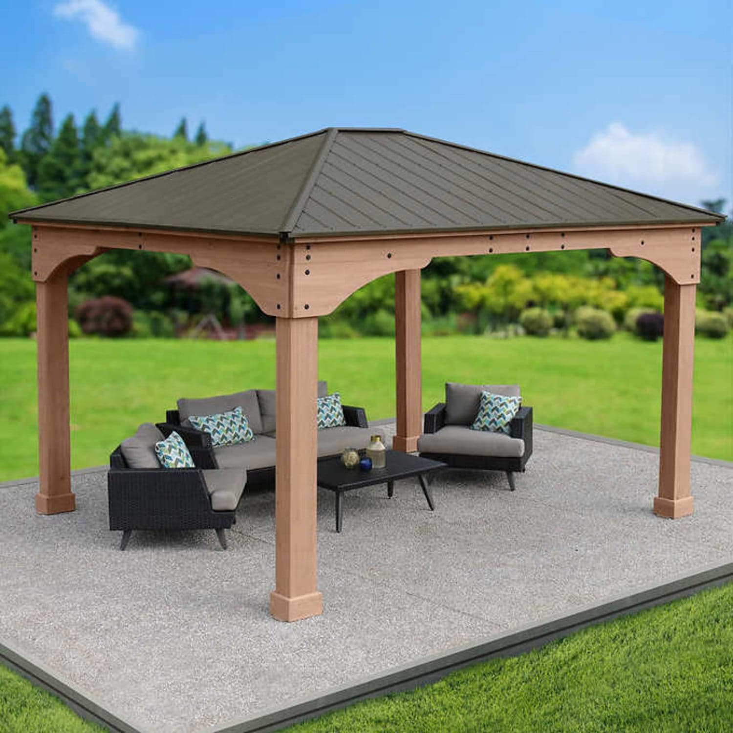 Yardistry 12 X 14 Grand Gazebo With Aluminum Roof - www.inf-inet.com