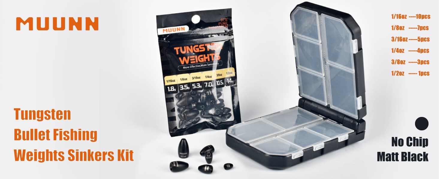 30Pcs Tungsten Bullet Fishing Weights Sinkers Kit, Tungsten Worm ...
